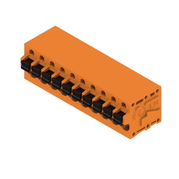 Printed circuit board terminals, 5.08 mm, Number of poles: 10, 90°, Solder pin length (l): 3.5 mm, tinned, orange, PUSH IN with actuator, Clamping range, max. : 2.5 mm², Box image 1