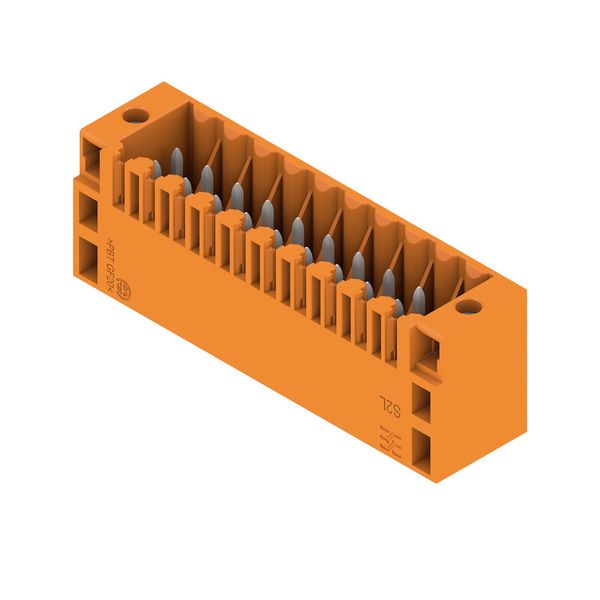 PCB plug-in connector, male header, Flange, THT solder connection, 3.50 mm, Number of poles: 20, 180°, Solder pin length (l): 3.5 mm, tinned, orange, Box image 2