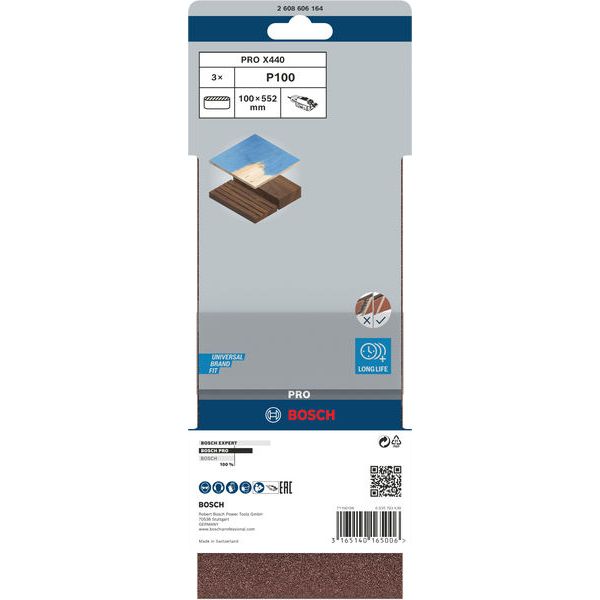 3-piece X440 sanding belt set 100 x 552 mm, 100 image 2