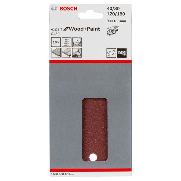 C430 sanding sheet, pack of 10 93 x 186 mm, 2x40; 3x80; 3x120; 2x180 image 2