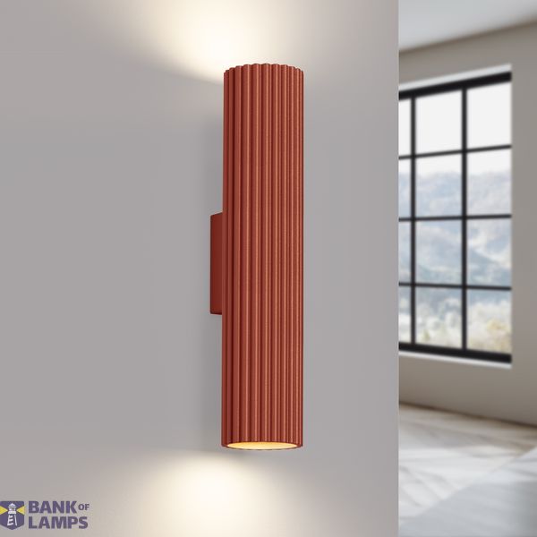 VERTICAL WALL LAMP ILLUMINATING UP AND DOWN FROM THE CARBON SERIES RED OCHRE FOR LIVING ROOM 2XGU10 image 8