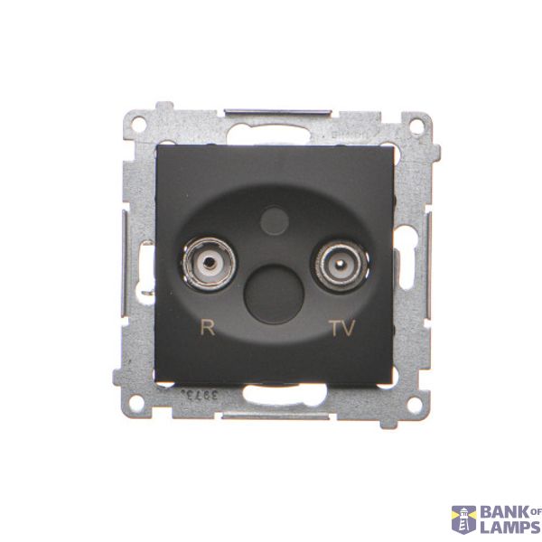 RTV pass-through aerial socket, atten.: 10dB, black matt image 1