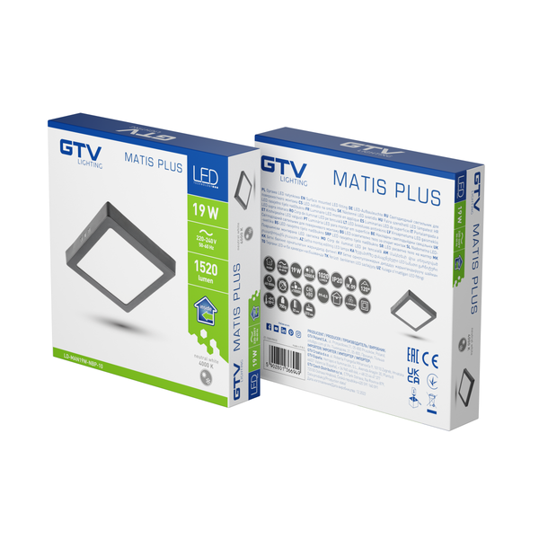 LED luminaire MATIS PLUS, 19 W, 1520 lm, IP20, AC220-240V, 120°, 4000K, surface-mounted, black image 2