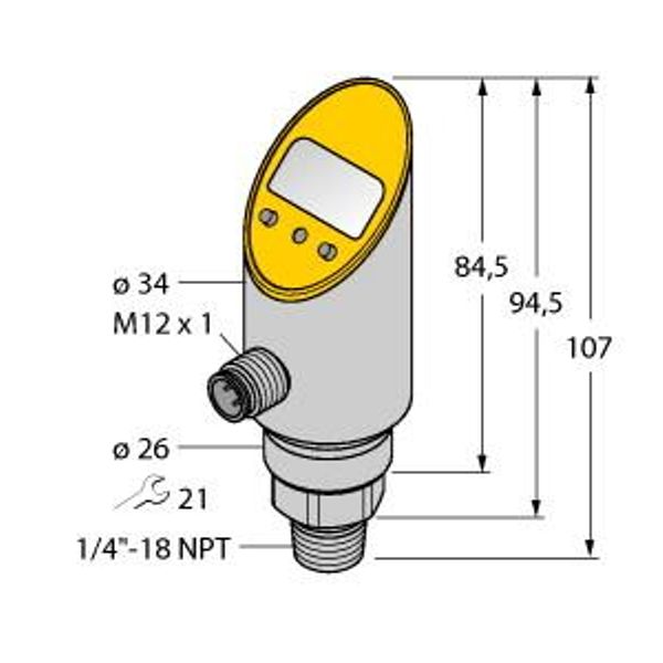 Pressure sensor With Analog Output and PNP/NPN Transistor Switching Output   PS010V-303-LI2UPN8X-H1141 image 1