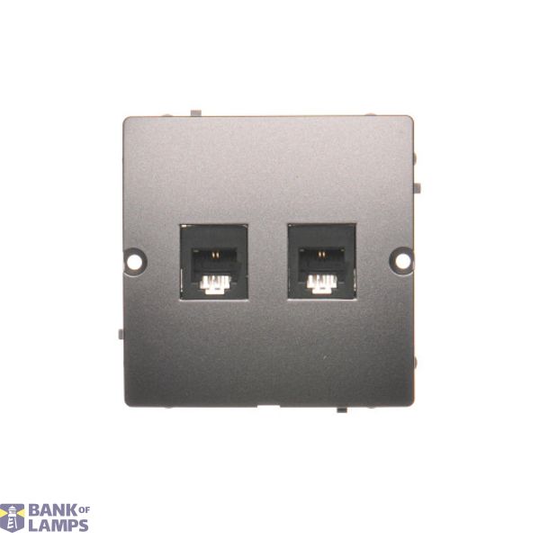 RJ11 double telephone socket, (module), Inox, metallized image 1