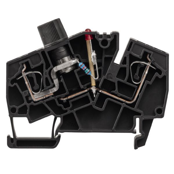 Z-series, Fuse terminal, Rated cross-section: 2.5 mm², Tension-clamp connection, black, Direct mounting image 1