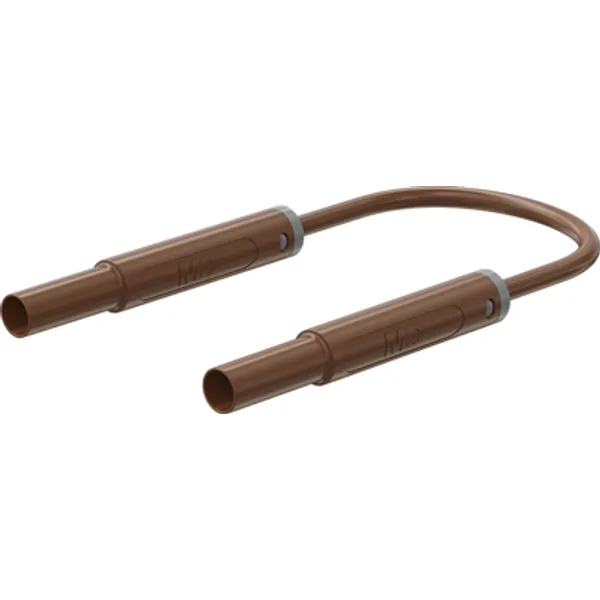Safety measuring lead with (4 mm lamella plug, straight) to (4 mm lamella plug, straight), 1 m, brown, PVC, 1.0 mm², CAT IV, 66.1040-10027 image 1