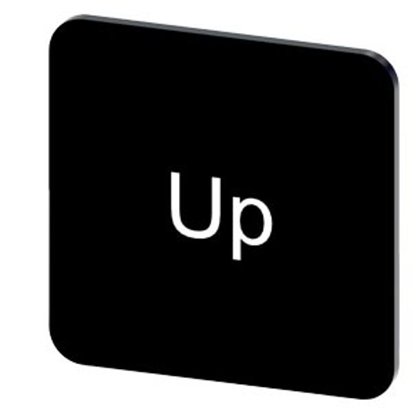 Labeling plate 22 x 22 mm, label black, labeling: Up image 1