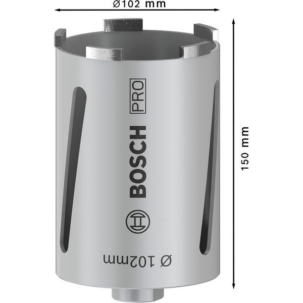 Diamond dry core cutter G 1/2" 102 mm, 150 mm, 5 segments, 7 mm image 1