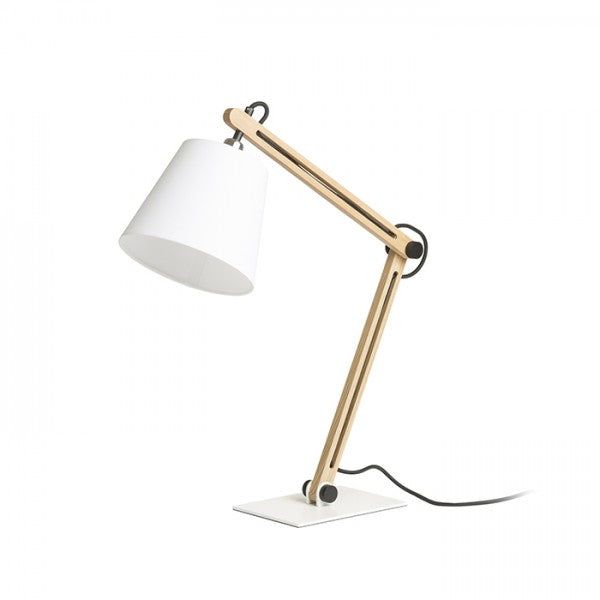 NIZZA table Polycotton white/wood 230V LED E14 7W image 1