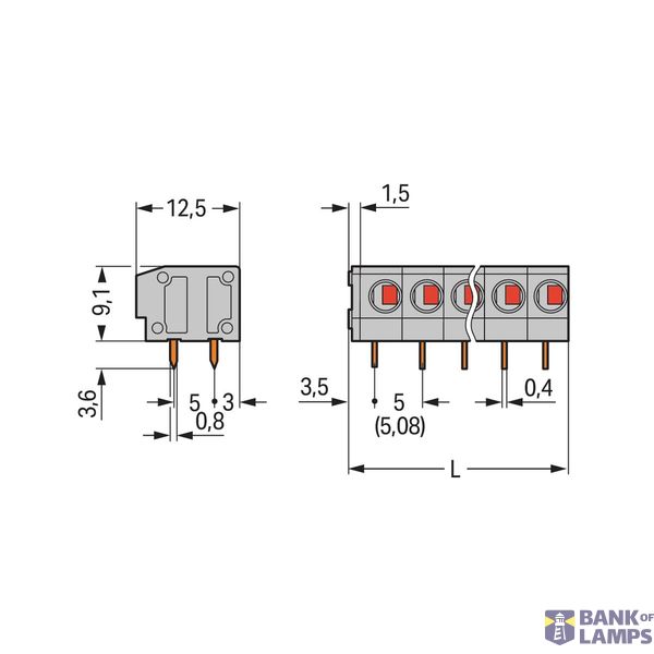 PCB terminal block 2.5 mm² Pin spacing 5/5.08 mm gray image 3