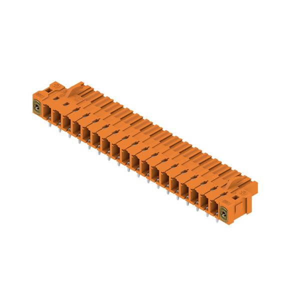 PCB plug-in connector, female header, Inverted flange, THT solder connection, 5.08 mm, Number of poles: 18, 90°, Solder pin length (l): 3.2 mm, tinned, orange, Box image 3