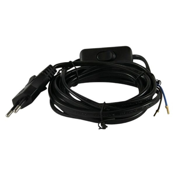 Flat cable 3m, 2* 0,75 mm² with on/off switch and EU plug, black image 1