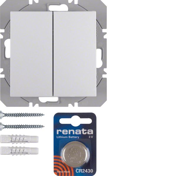 KNX radio wall-transmitter 2gang flat quicklink, S.1/B.3/B.7, p. white image 1
