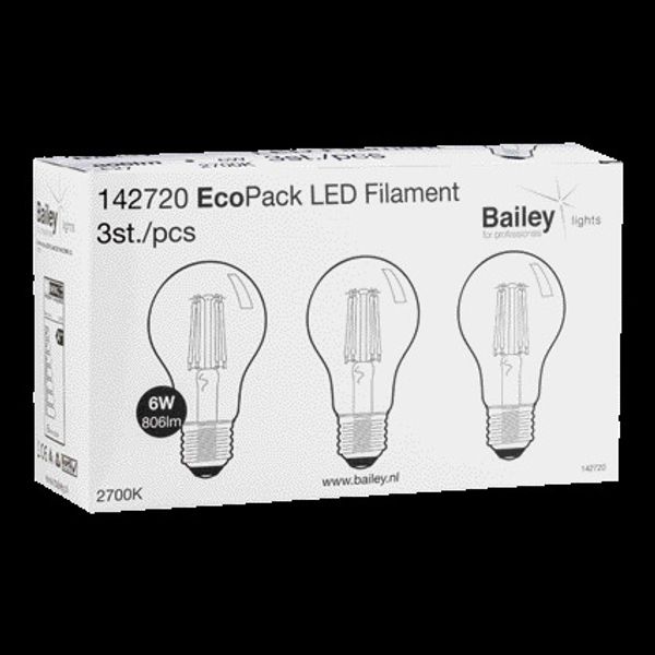 EcoPack 3pcs LED FIL A60 E27 6W 2700K CL image 3