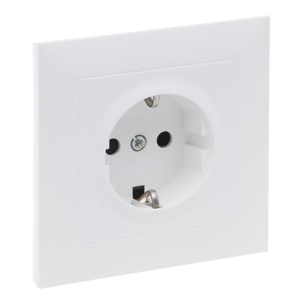2P+E SOCKET SCHUKO STANDARD SCREW TERMINALS SHUTTERED MONOBLOCK WHITE image 1