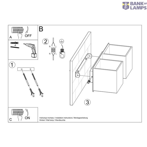 WALL LAMP QUAD 2 BLACK G9 2X40W IP20 image 4