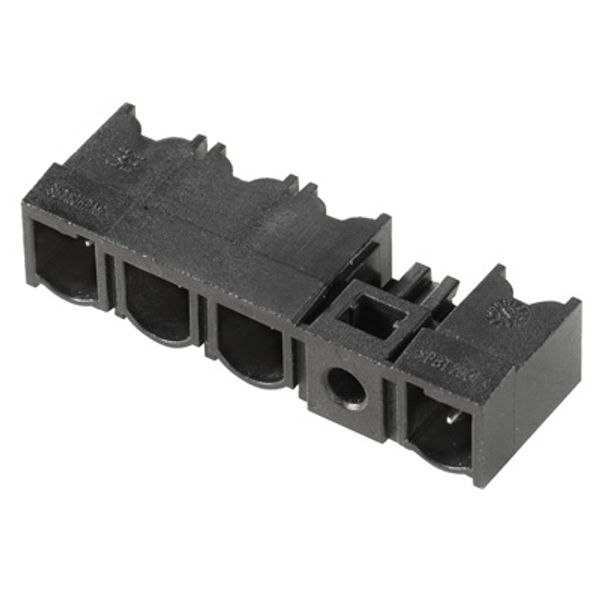 PCB plug-in connector, male header, closed side, Middle flange, THT solder connection, 7.62 mm, Number of poles: 4, 90°, Solder pin length (l): 3.2 mm, tinned, black, Box image 2