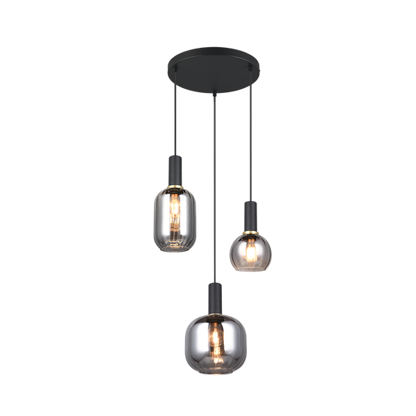 Diva pendant 3-pc E27 matt black/chrome plated image 1