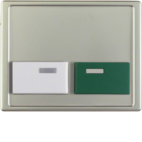 Centre plate white + green button, arsys, stainless steel matt, lacq. image 1