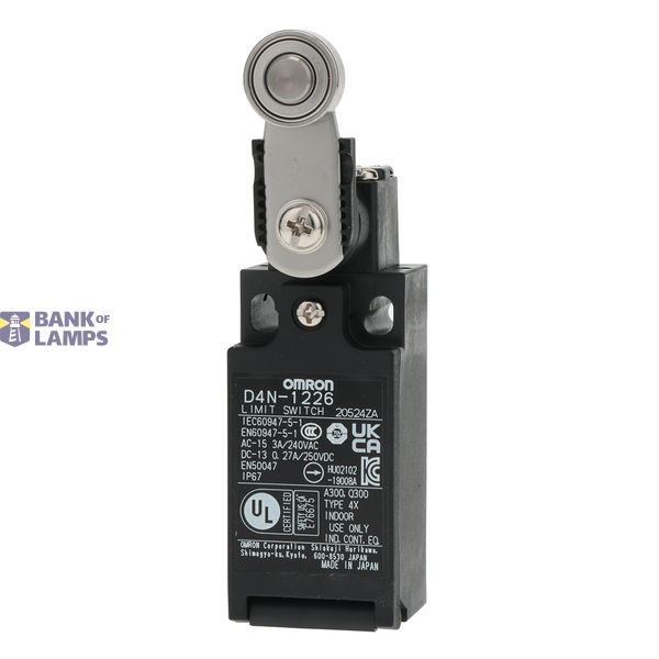 Limit switch, Roller lever (metal lever, bearing roller), 2NC (slow-action), 2NC (slow-action), M20 (1-conduit) D4N 0630M image 1