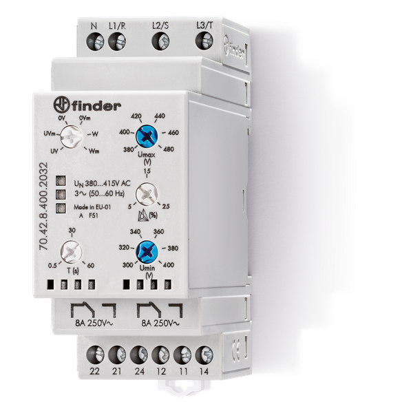 Monitoring relay 3ph.2CO 8A/380...415VAC/adjustable/asymmetry (70.42.8.400.2032) image 2