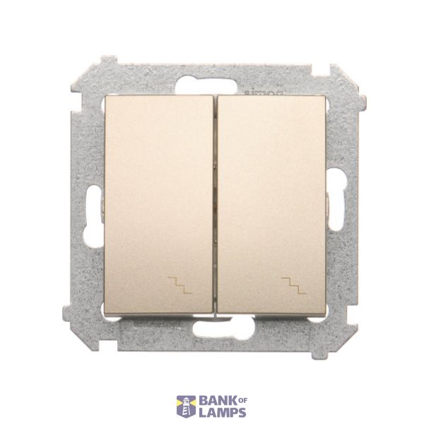Double two-way switch, (module), 10AX, Screw, Gold matt, metalic image 1