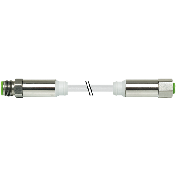 M12 Steel male 0° / M12 Steel female 0° A-cod. PVC 4x0.34 gy  7.5m image 1