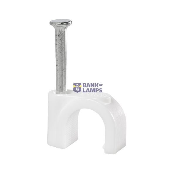 FLOP-7 cable holder with nail, round cable ⌀7mm, white, nail: 2x20mm image 1