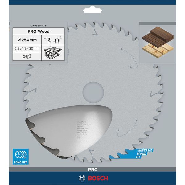 Optiline Wood Circular Saw Blade 254x2.8/1.8x30 T24 image 3
