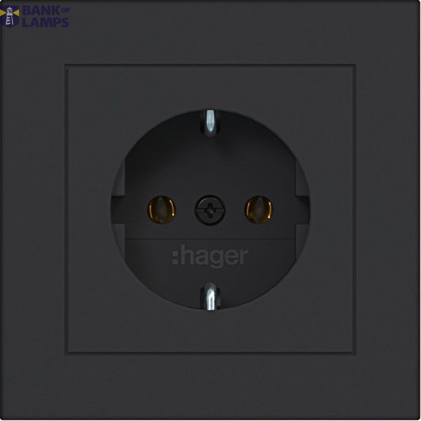 SCHUKO wall socket with cover plate, push-in type, A.1, matte night black image 1