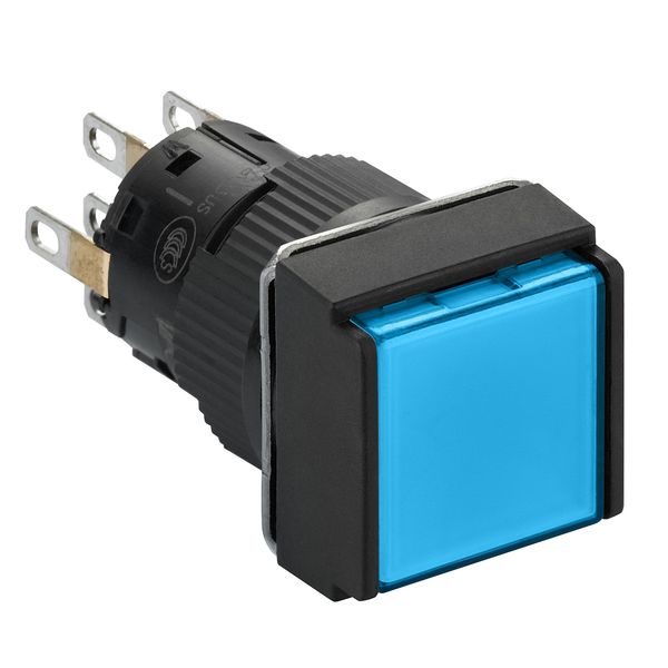 square blue illuminated pushbutton Ø16-flush push to release 24 VDCpolarised2CO image 1