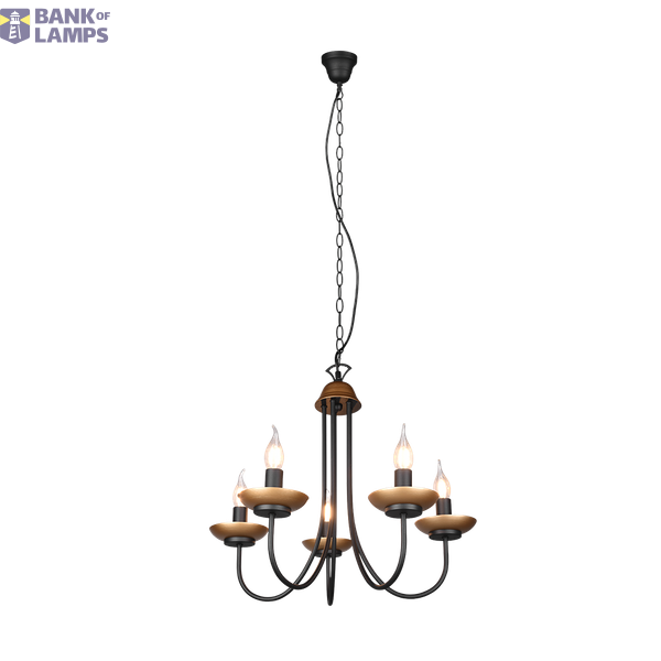 Livia chandelier 5-pc E14 matt black/gold image 1