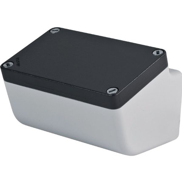 Sloped aluminium push-button enclosure M10 85x140x85, painted, undrilled, with cable entry image 1
