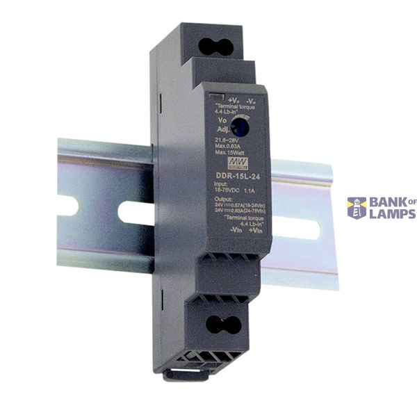 DDR-15L-24 DC/DC Converter 18-75V:24V 0,63A 15W, MEAN WELL image 1
