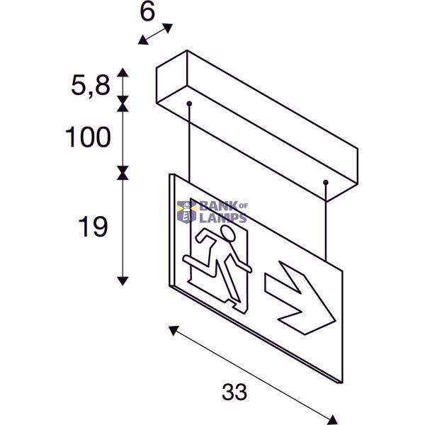 P-LIGHT Emergency Exit sign big pendant, white image 1