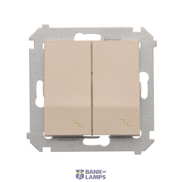 Double two way switch with LED indicator light, (module), 10AX, Screw, cream white/electro white image 1