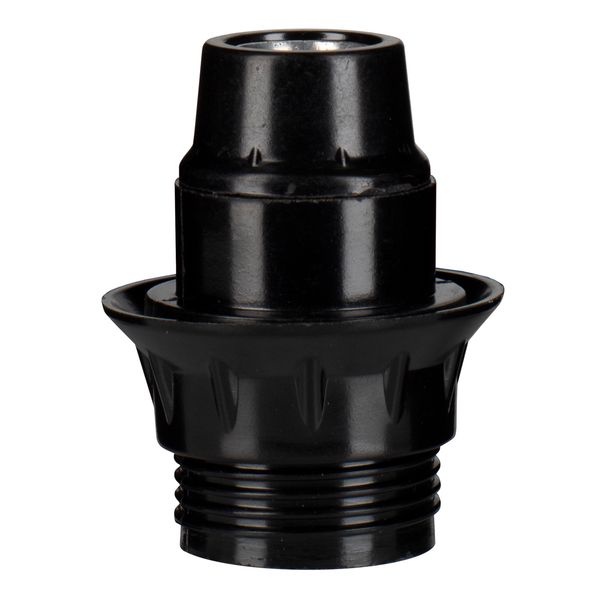 Lampholder E14 Bakelite Threaded + Ring Black image 1