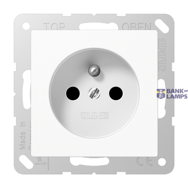 French/Belgian system socket, 16 A 250 V ~, plug-in terminals, without claws, Duroplast, Series A, alpine white image 1