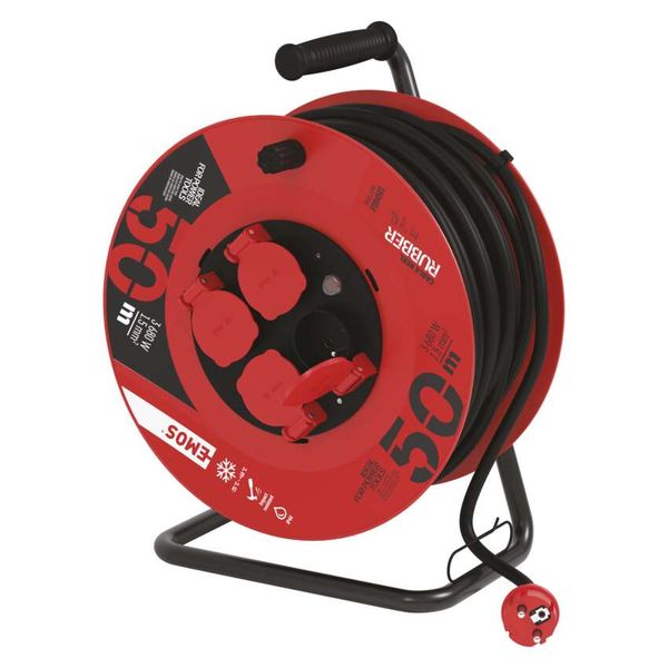Rubber Extension Cord Reel – 4 sockets, 50m, 1.5mm2 image 1