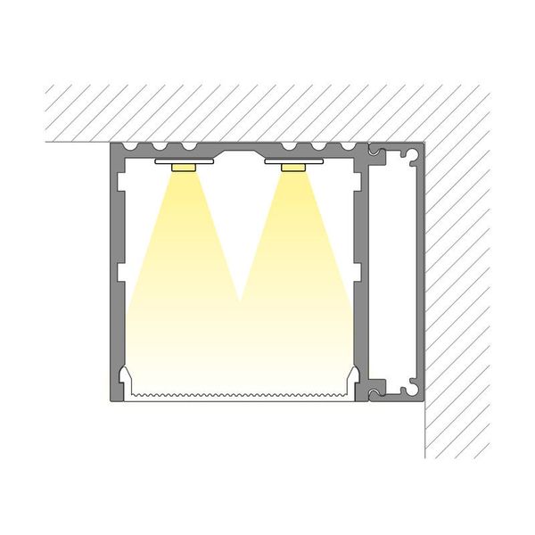 NV wall aluminum profile, 43x35 mm, White diffuser, complete, 1 m image 1