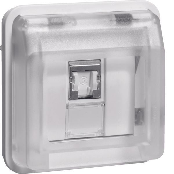 FCC soc.out. insert 8p shielded hinged cover surf./flushmtd,cat.6,labf image 1