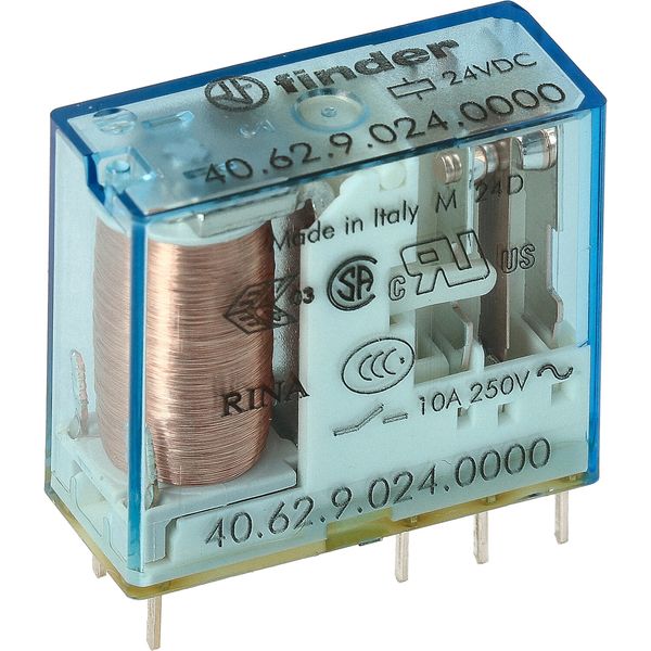 PCB/Plug-in Rel. 5mm.pinning 2CO 10A/24VDC/AgNi/wash tight (40.62.9.024.0001) image 2