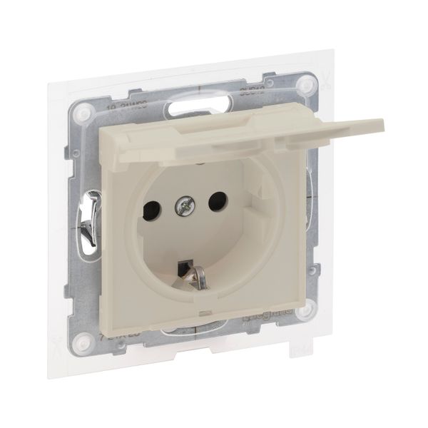 IP 44 2P+E SOCKET SCHUKO STANDARD AUTO TERMINALS SHUTTERED IVORY image 1