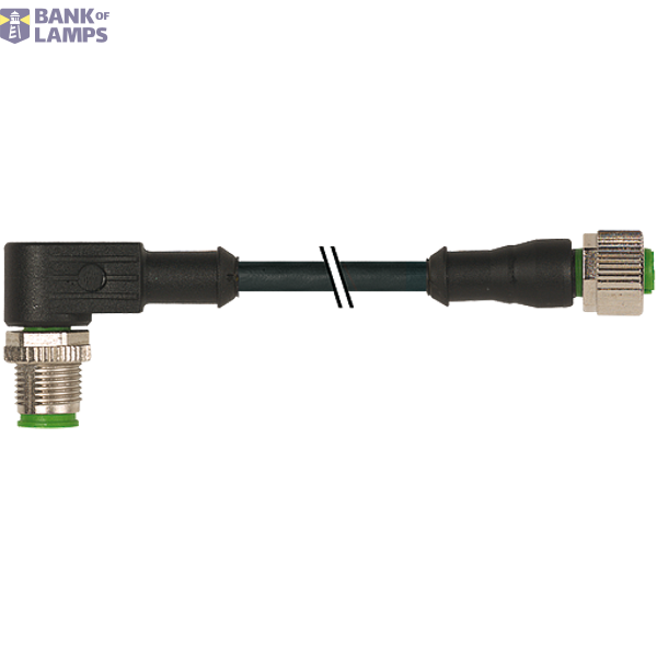 M12 male 90° / M12 female 0° A-cod. PUR 4x0.34 bk UL/CSA+drag ch. 2.4m image 2