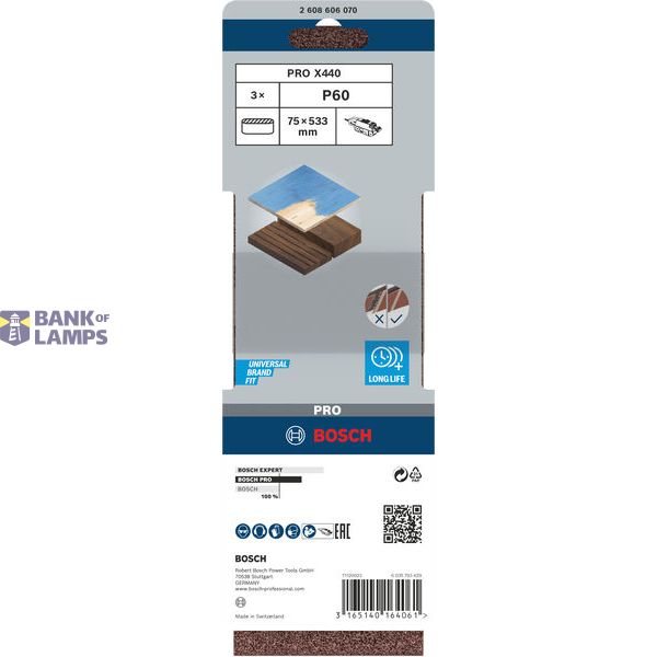 3-piece X440 sanding belt set 75 x 533 mm, 60 image 3