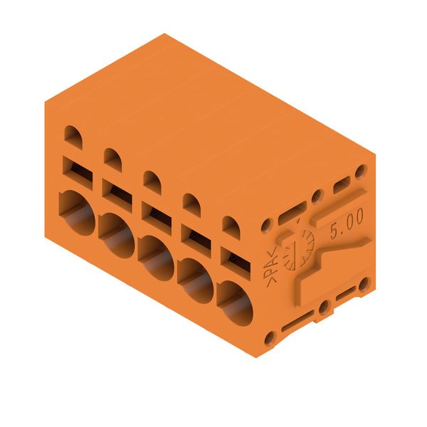 Printed circuit board terminals, 5.00 mm, Number of poles: 5, 90°, Solder pin length (l): 3.5 mm, tinned, orange, PUSH IN without actuator, Clamping range, max. : 2.5 mm², Box image 4