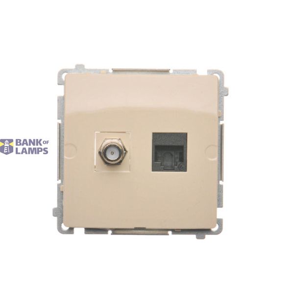 Aerial socket type "F" + computer socket RJ45 cat.6, beige image 1