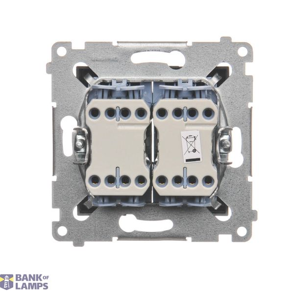 Double socket outlet without earthing, 16A, black matt image 1