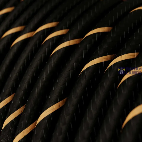 Glossy Black and Gold Vertigo Textile Cable - The Original Creative-Cables - ERM42 round 2x0.75mm / 3x0.75mm image 1